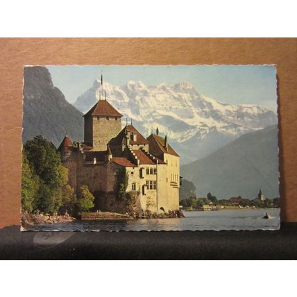 CHILLON CASTLE, MONTREUX, SWITZERLAND used postcard 1989 pm #