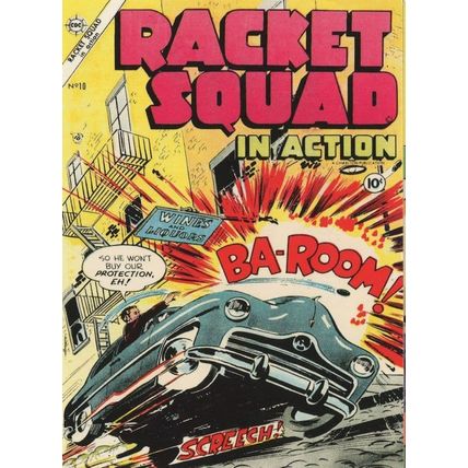 Racket Squad Mafia Classic Car Chase 1950s Comic Book Postcard