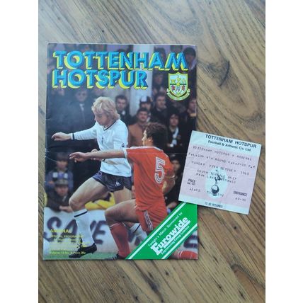 1980/81 League Cup 4th Round Programme & Ticket - Tottenham / Spurs vs Arsenal