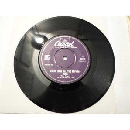 7" 1961, THE KINGSTON TRIO, WHERE HAVE ALL THE FLOWERS GONE, CL15242. O KEN.EX