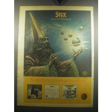 1974 Styx Man of Miracles Album Ad - A new burst of energy from Styx