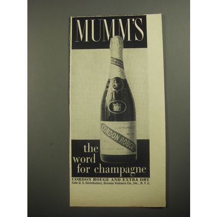 1956 Mumm's Cordon Rouge Champagne Ad - Mumm's the word for Champagne