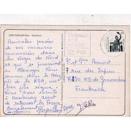 Goslar Schuhhof Germany Postcard posted creased