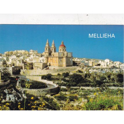 Mellieha Malta Postcard posted crease