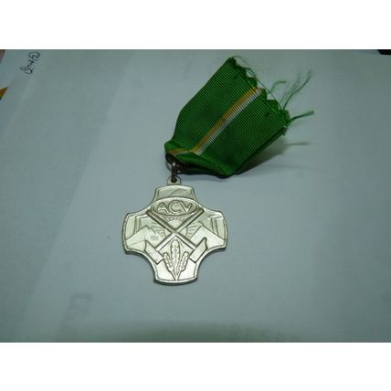 Vintage Belgian Medal ACV Hulde En Erkentelijkheid, Scalloped Cross Shaped 4.1cm
