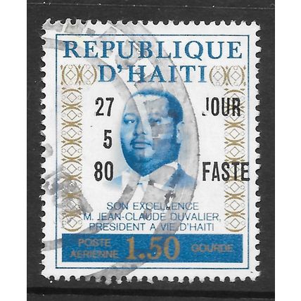 HAITI 1980 DUVALIER MARRIAGE OVERPRINT 1.50G AIRMAIL JOUR FASTE USED