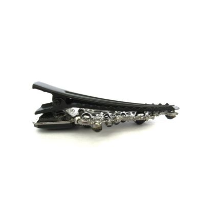 Medium black metal crystal diamond shaped hair pin alligator clip