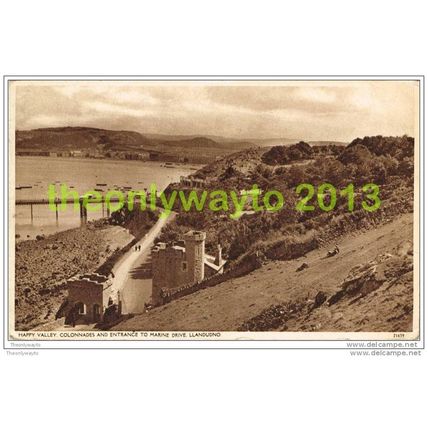HAPPY VALLEY, COLONNADES, LLANDUDNO, WALES, 1946, Postcard