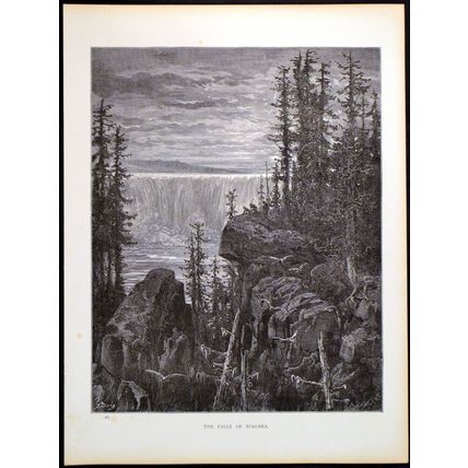 FALLS OF NIAGARA 1885 Gustave Doré - Chateaubriand ANTIQUE ENGRAVING