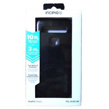 INCIPIO Dual Pro Classic TCL 10 5G UW 10 ft Black Phone Case Military Grade NEW