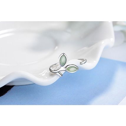 925 Sterling Silver Jewelry Earrings Ring Necklace Opal Leaf Bracelet,