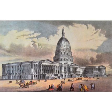 UNITED STATES CAPITOL 1952 Nathaniel Currier - James Merritt Ives PRINT