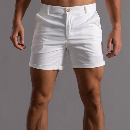 Men's Pure Shorts Cotton Beach Quarter Pants Casual Shorts UK