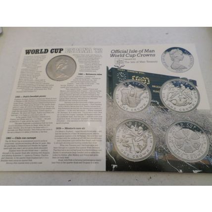 1982 Isle of Man - one crown - XII World cup Spain - in folder
