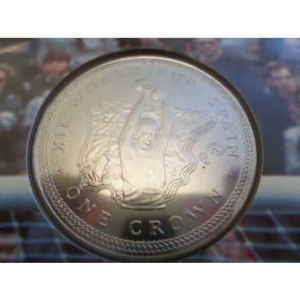 1982 Isle of Man - one crown - XII World cup Spain - in folder