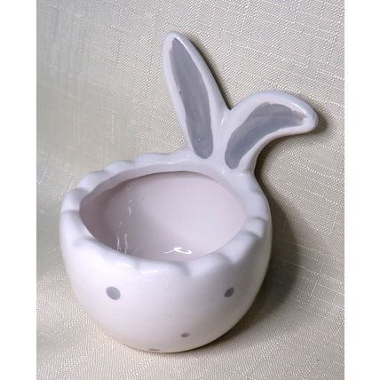 Rabbit Ears Egg Cup Shape Trinket Sweets Ceramic Polka Dot Bowl