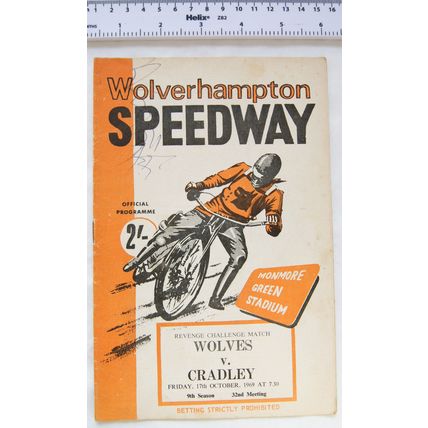 1969 Wolves v Cradley Speedway Programme - 17th October
