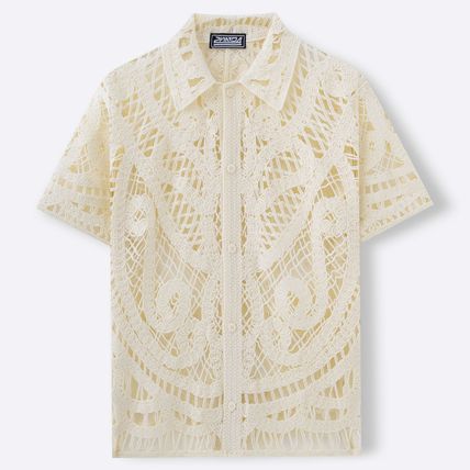 Men’s Hollow Crochet Polo Shirt – Short Sleeve Cardigan Style Lightweight Sweate