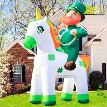 Domkom St. Patricks Day Inflatable Decorations, 5Ft Happy Leprechaun Blow up Déc