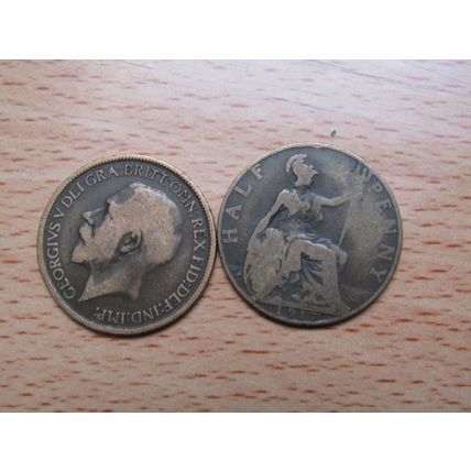 GB 1917 George V 1/2d Half Penny Coin