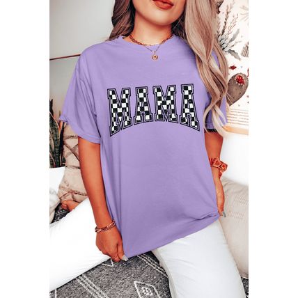 Wisteria Checkerboard MAMA Graphic Crewneck Tee