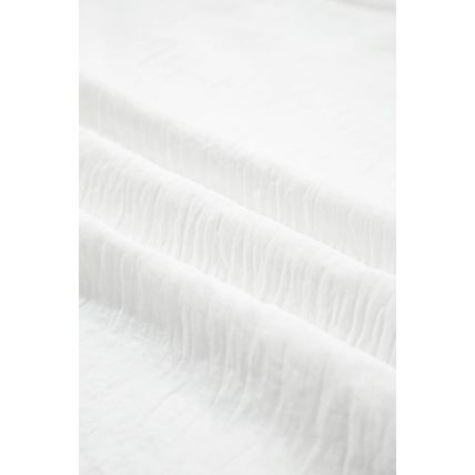 White Flounce Sleeve Pleated Textured Blouse