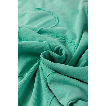 Mint Green Mineral Wash Flower Patchwork Mini T Shirt Dress