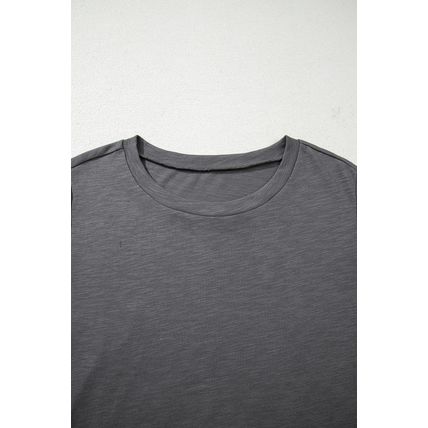 Dark Grey Double Ruffled Short Sleeve Plus Size Top