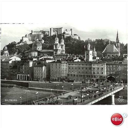 1961 Staatsbrucke mit Altstadt, Salzburg, Austria