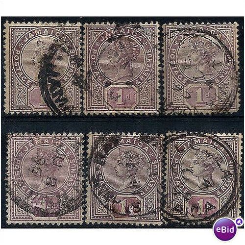 Jamaica 1889 SG27 1d Purple & Mauve x6 Fine Used Shades