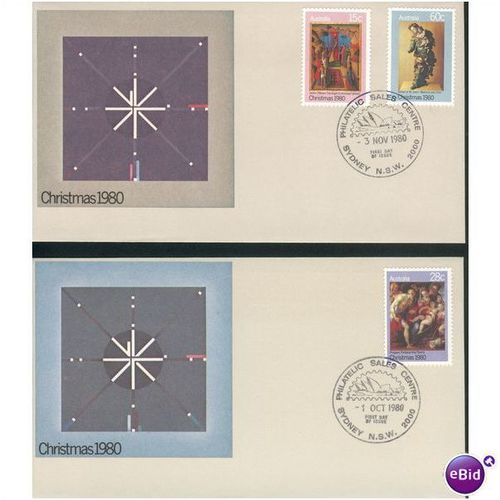 Australia FDC 1980 - SG 758-760 - Christmas 1980 x 2 covers