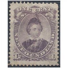 Newfoundland 1868 SG34 1c Dull Purple Mounted Mint.