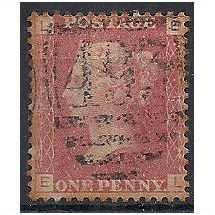 1858 SG43 1d Red Plate 158 Good Used Check Letters "EL".