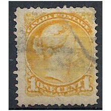 Canada 1872 SG75 1c Bright Yellow Fine Used