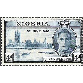 Nigeria KGVI 1946 Victory Peace 4d Blue Unmounted Mint NHM SG 61 Sc 72 stamp