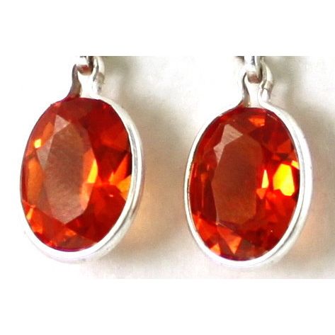 Created Padparadscha Sapphire, 925 Sterling Silver Leverback Earrings, SE101