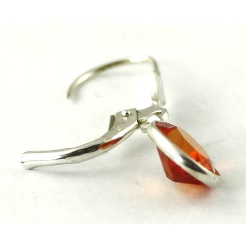 Created Padparadscha Sapphire, 925 Sterling Silver Leverback Earrings, SE101