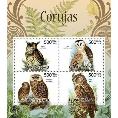 GUINE BISSAU 2012 SHEET MNH OWLS HIBOUX EULEN CORUJAS BIRDS AVES PASSAROS 5