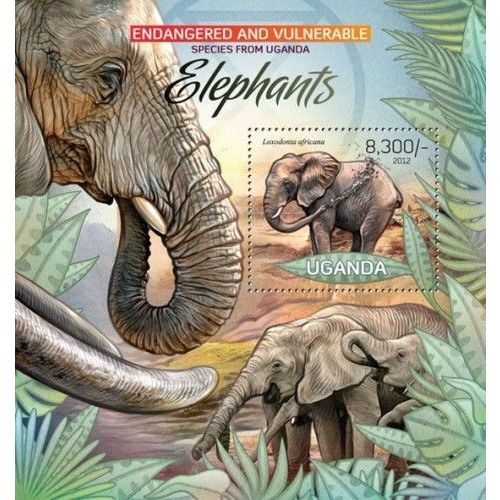UGANDA 2012 SHEET MNH ELEPHANTS ELEFANTES ELEFANTI ELEFANTEN WILDLIFE 2A