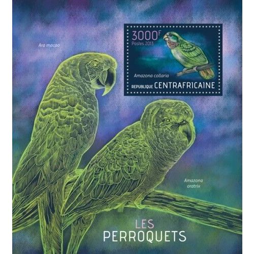 CENTRAL AFRICA 2013 SHEET MNH PARROTS BIRDS PERROQUETS OISEAUX PAPAGEIEN 2A