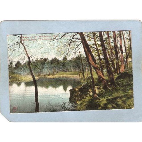 Rhode Island Woonsocket Postcard Scene On The Blackstone River Showing Col~1220