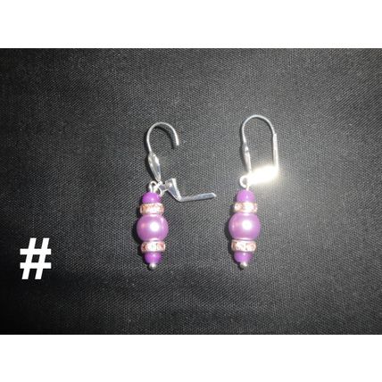 Round mint & dark purple contrast crystal lever back earrings