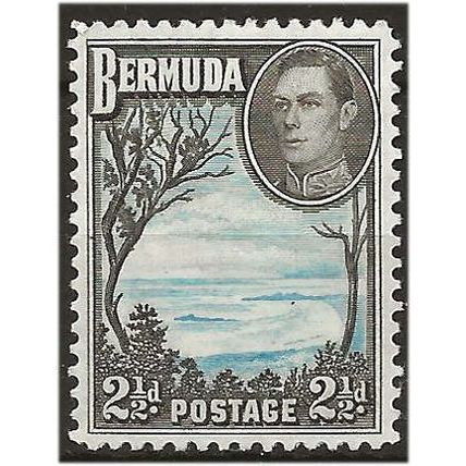 Bermuda 1952 SG113c 2 1/2d Bright Blue & Deep Sepia Black Mounted Mint ...