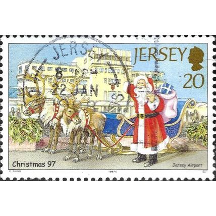 JERSEY, CHRISTMAS, Reindeer outside Jersey Airport, blue 1997, 20p, #3
