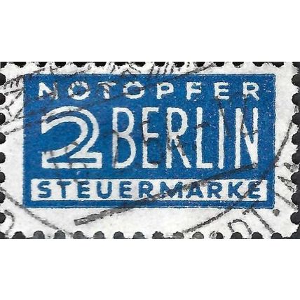 BERLIN, Emergency sacrifice, Tax stamp Tax stamp, blue 1948, 2pf, #2