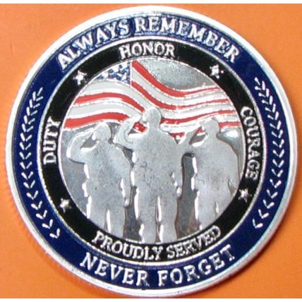Military Veterans. Challenge Coin. 1.50" Silver Tone. 75b.