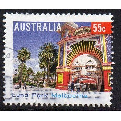 Australia 2008 Tourist Precincts - Luna Park, Melbourne 55c Sheet Used