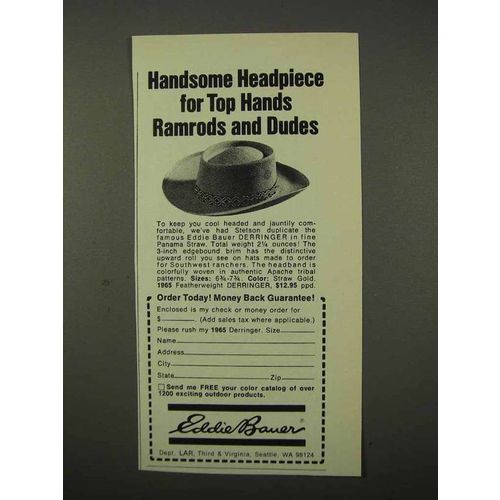 1976 Eddie Bauer Derringer Hat Ad - Handsome Headpiece
