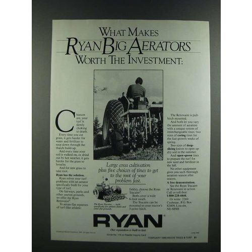 1986 Ryan Tracaire Aerator Ad - Worth the Investment