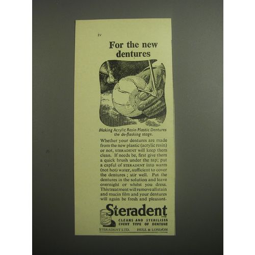1948 Steradent Denture Cleaner Ad - For the new dentures